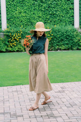 Linen Tank Top with Split Neckline