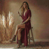 Muslin Cotton Maxi Dress with Deep V Neck