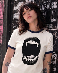 Vampire Bite Ringer Tee with Contrast Collar