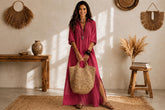 Boho Linen Maxi Dress for Women, Button Front Shirt Dress, Long Sleeve Linen Dress, Cottagecore Summer Clothing