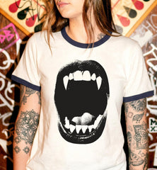 Vampire Bite Ringer Tee with Contrast Collar