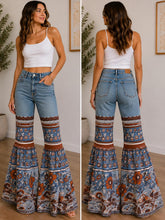 Boho Floral Bell Bottom Jeans