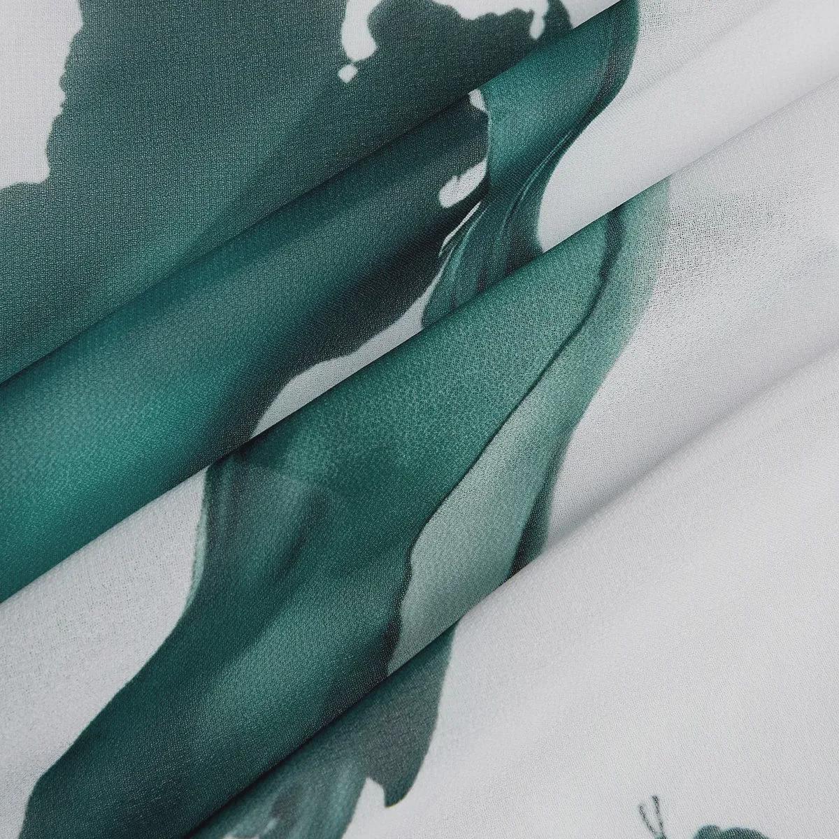 Boho Maxi Dress – Teal Watercolor Marble Print, Flowy Wrap Summer Wedding Guest Outfit