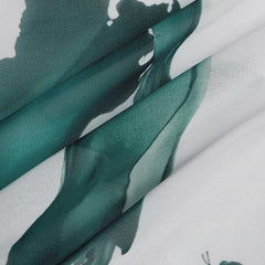 Boho Maxi Dress – Teal Watercolor Marble Print, Flowy Wrap Summer Wedding Guest Outfit