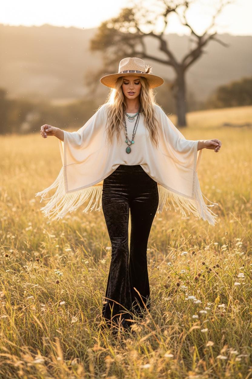 Black Crushed Velvet Bell Bottom Pants for Women