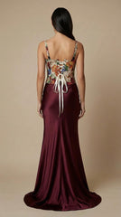 Floral Tapestry Corset Top with Lace-Up Back