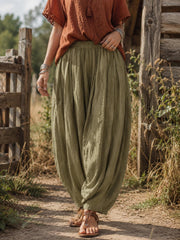 Women's Ramie Cotton Oversized Lantern Pants