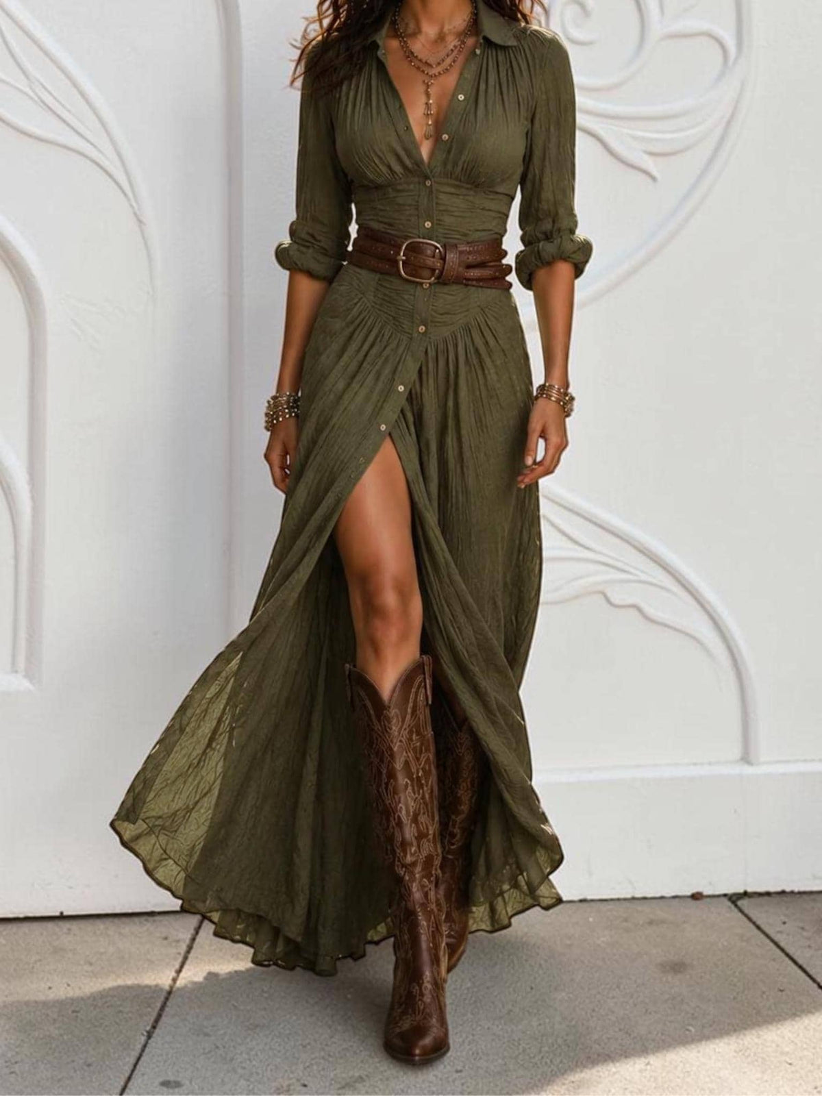 Women's Vintage Western Maxi Dress